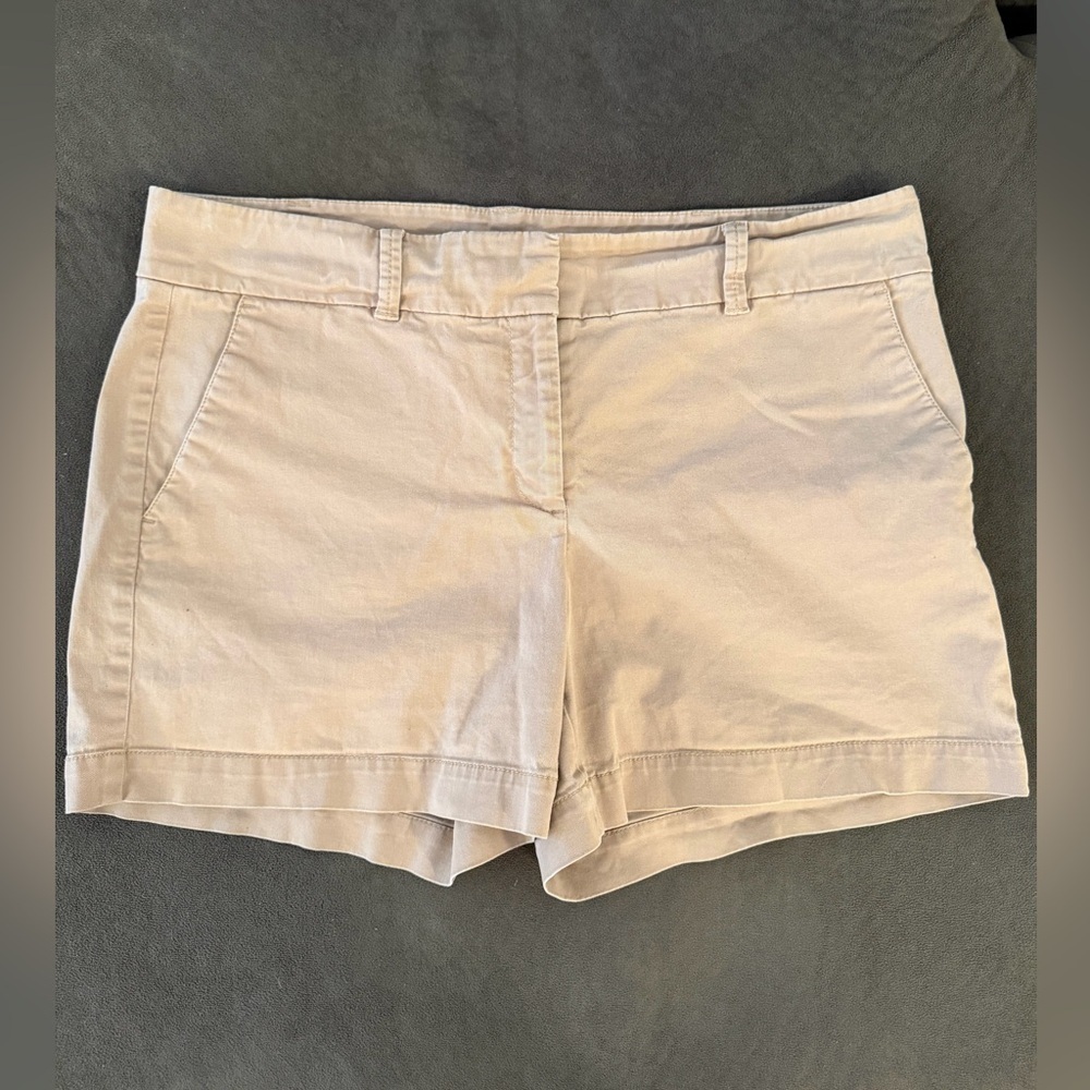 Talbots Khaki Shorts Size 12 Beige Cotton Stretch Casual Summer Shorts